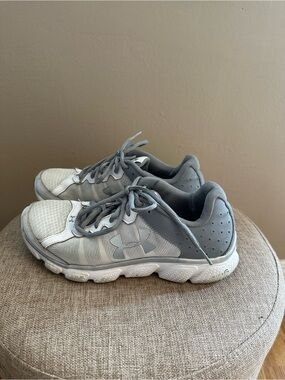 Under Armour Kids Light Gray and White Sneakers
